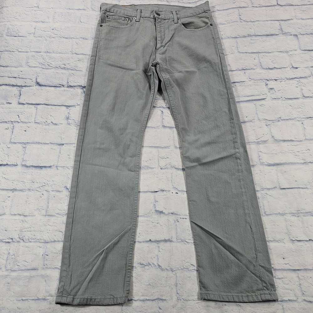 Levis 513 Slim Straight Jeans MENS 32x30 Grey Denim Casual Streetwear Pants